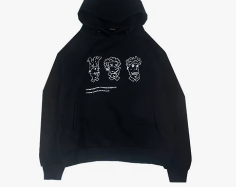 废克赛文 复古手绘印花虚假的面具卫衣男宽松...