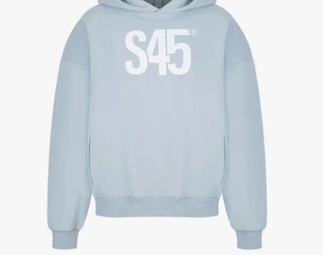 S45秋冬季新款基础纯色印花连帽套头加绒卫...