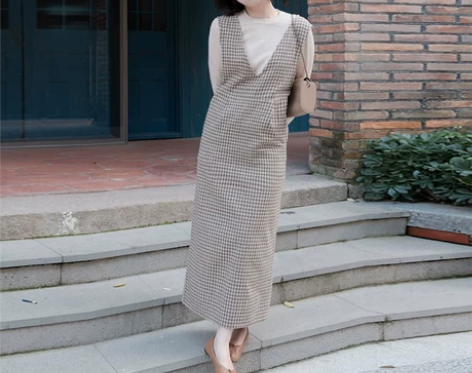 Crisp日系女装 2022新款春复古格子...