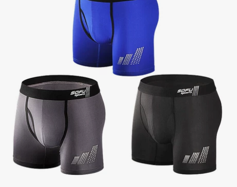 舒工坊运动内裤男士平角裤中腰跑步加长防磨腿...