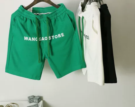 重磅运动夏装男士潮流简约休闲五分中裤松紧纯...