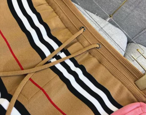 2022夏季撞色抽绳系带条纹针织短裤休闲裤...