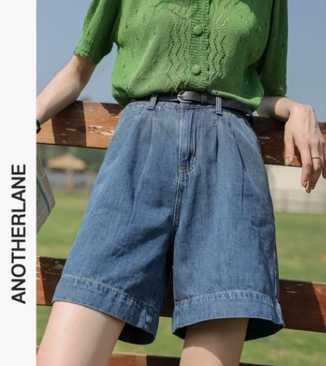 全新「又巷」牛仔短裤女2022夏季新款复古...