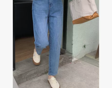 春夏柔软薄款高腰显瘦老爹裤哈伦裤萝卜牛仔裤...