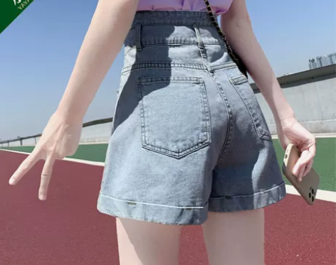 【狂欢价】高腰软牛仔短裤女夏季薄款小个子宽...