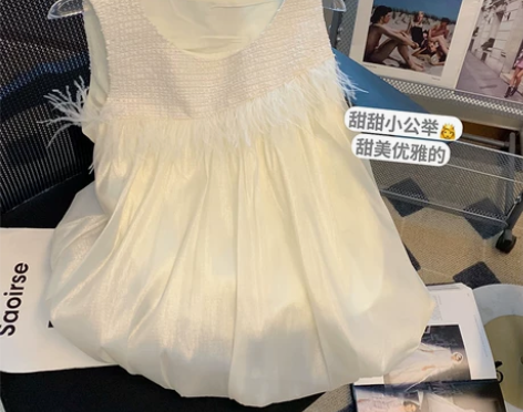 大牌买手店捡漏白色拼接流苏无袖背心女夏减龄...