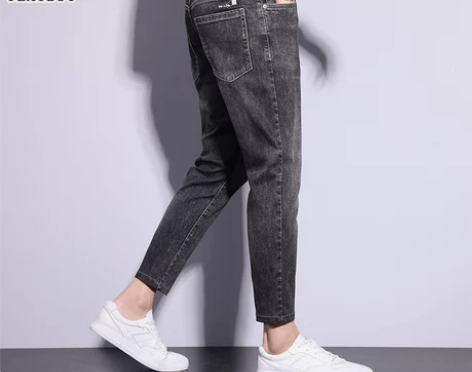 花花公子夏季薄款九分牛仔裤男弹力修身小脚男...