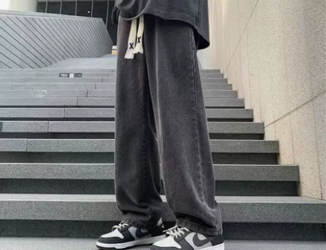 美式高街复古牛仔裤男春秋季新款宽松裤子男i...