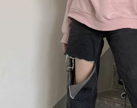 微胖女孩穿搭大码破洞牛仔裤女显瘦2021年...