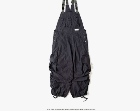 fcrc日系复古风格背带裤 一裤两穿 山系机能宽松廓形工装背...