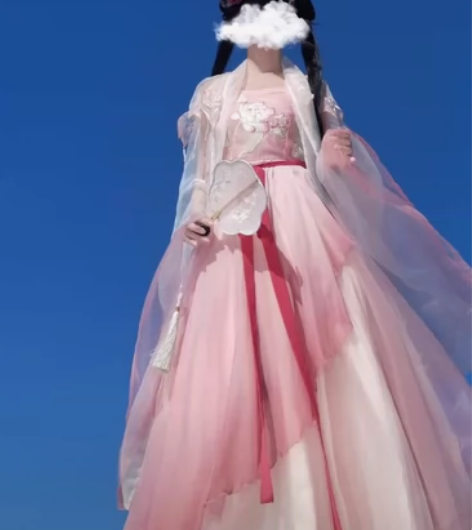 七月夕原创国风汉服倾城诃子裙大袖衫披帛 买...