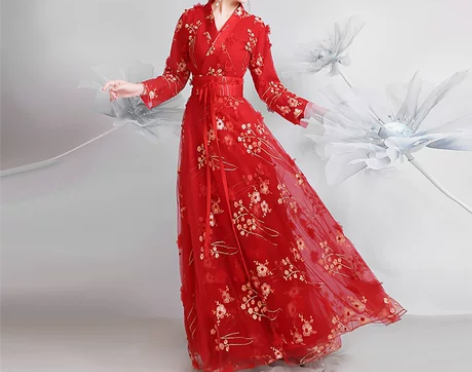 【过年不打烊】古装女汉服红色超仙气中国风古...