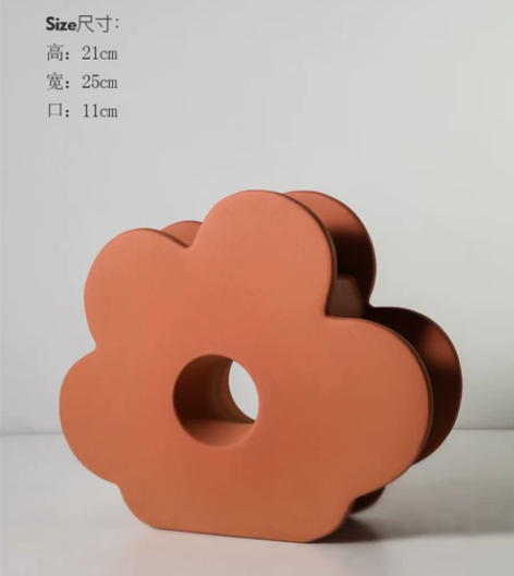 北欧创意陶瓷花瓶莫兰迪客厅插花艺术几何花朵...