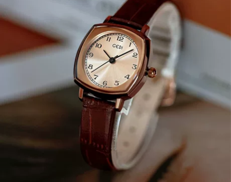 歌迪chic复古方形小巧表盘韩版简约时尚皮...