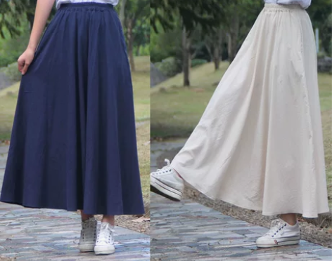 2020春夏新款女装 复古棉麻文艺半身裙子...