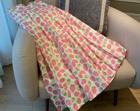 大牌捡漏秒杀~草莓印花半身裙女中长款高腰显...