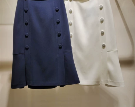 知性大方!轻熟好搭配!双排扣高腰包臀裙鱼尾...