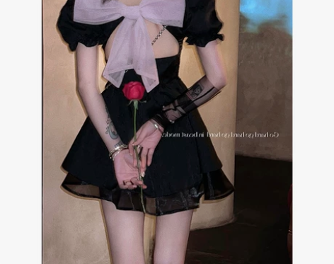 蛋糕裙连衣裙女夏季新款泡泡袖鱼骨蓬蓬裙公主...