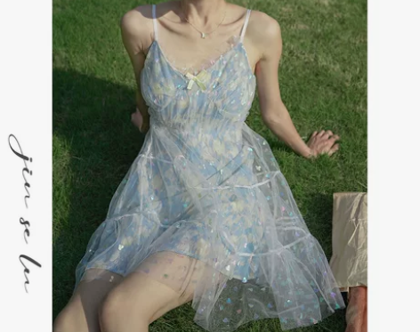 少女味甜美可爱公主裙洋气收腰显瘦气质网纱蓬...