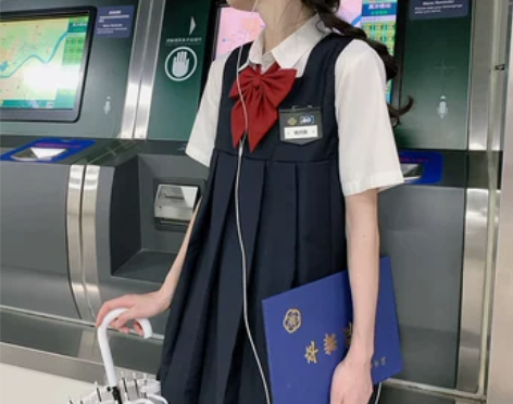 酱果原创学院风女子高中生高腰百褶卡奶裙JK...