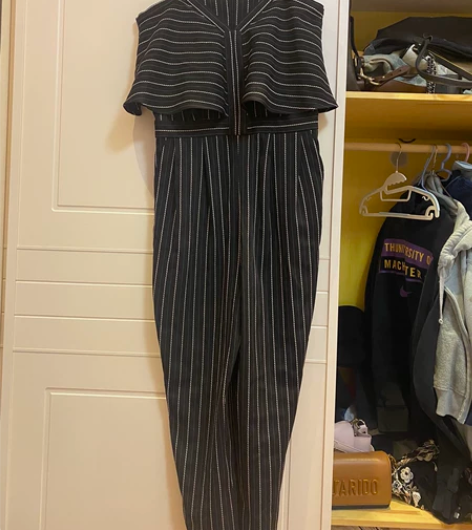 Vero Moda条纹短袖露肩连体裤 只穿...