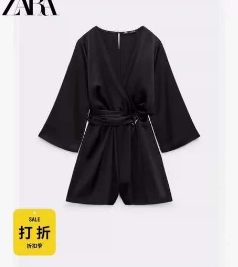 ZARA折扣季 女装 链环镶饰丝缎质感V ...