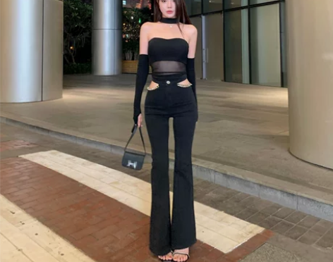 ?豆豆酱chic/麻豆神ku/喇叭牛仔裤女...