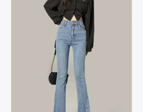 【55价】微喇叭牛仔裤女2022年春装新款...