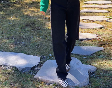 直筒牛仔裤女2022年秋冬宽松高腰阔腿裤黑...