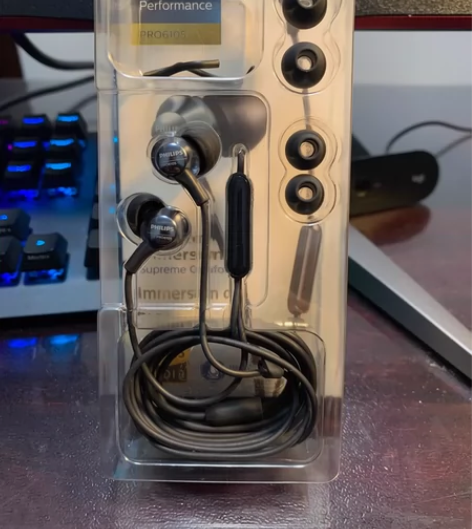 飞利浦pro6105有线耳机 带麦克风 原...