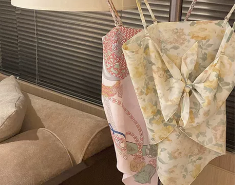 DoggyQin 两穿丝巾抹胸/印花吊带背...