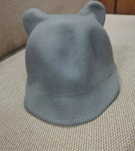ZARA儿童猫耳朵立体毛呢礼帽，头围54....