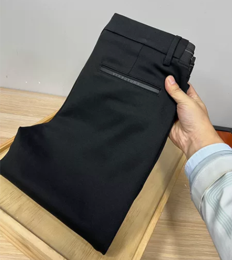 海澜之家男士秋冬半松紧腰休闲裤商务休闲黑色...