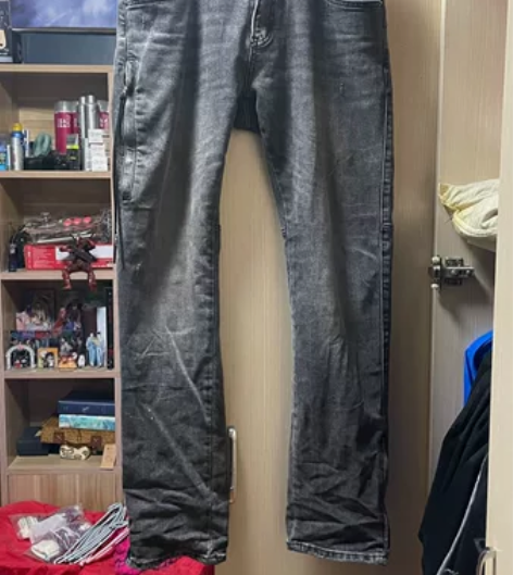 侧面拉链水洗牛仔裤，XL码穿到160斤，腰...