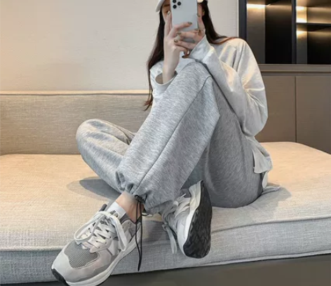 HELLO KOMA灰色运动裤女春夏季休闲...