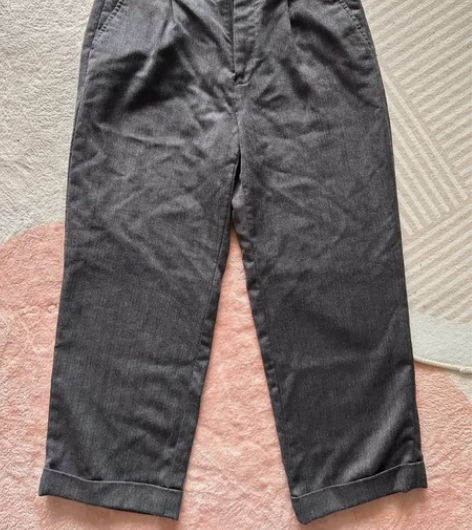 vintage 复古阔腿西裤.进口羊毛材质...