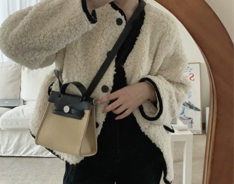 2022包包新款女百搭撞色帆布凯莉包小众设...