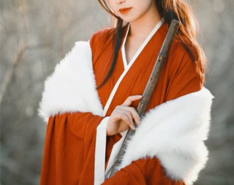 红色直裾汉服女秋季魏晋南北朝古装交领广袖流...