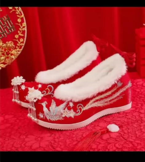 汉服鞋子女内增高配旗袍绣花鞋民族风复古鞋浅...