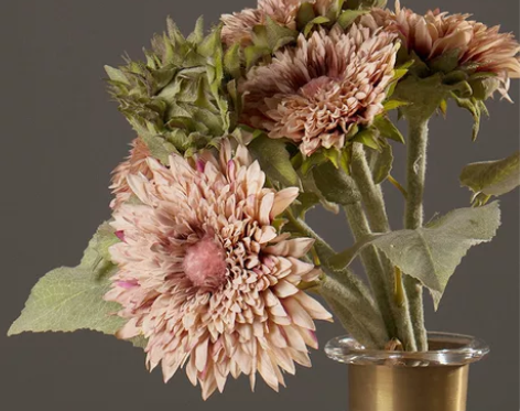 高档美式客厅餐桌花艺摆件绢花向日葵客厅仿真...