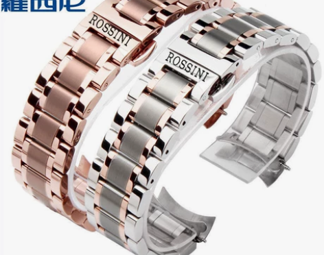 Rossini罗西尼表带钢带蝴蝶扣精钢不锈...