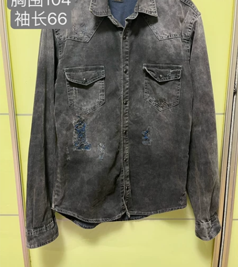 zara男士水洗做旧牛仔衬衫 180/96...