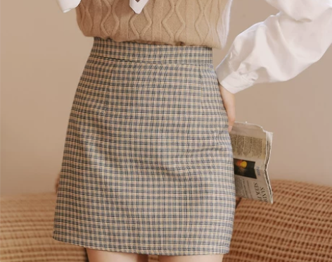 学生格子半身裙女秋季2021新款韩版百搭高...