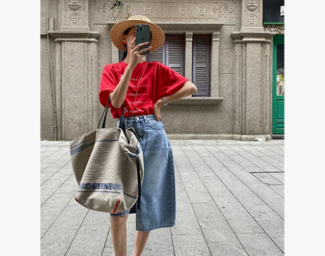 不规则牛仔半身裙女百搭复古港味显瘦高腰牛仔...