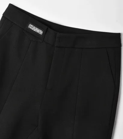 秋冬新款高腰直筒裤加绒小开叉休闲裤女长裤,...