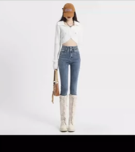 vwu高弹紧身小脚牛仔裤女2022秋新款高...