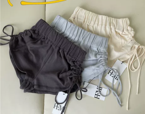 纯棉高腰抽绳短裤女春夏网红宽松显瘦百搭运动...