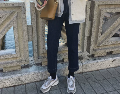 韩国代购 现货 冬季 宽松显瘦直筒 水洗 ...