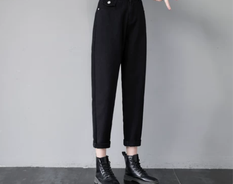 高腰牛仔裤女装宽松春秋季2020新款显瘦松...