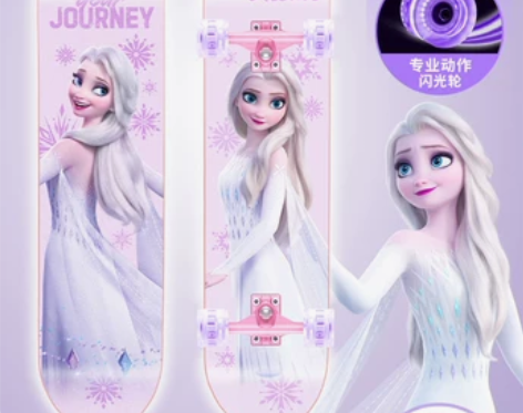 迪士尼四轮滑板儿童冰雪奇缘女生初学者3-6...